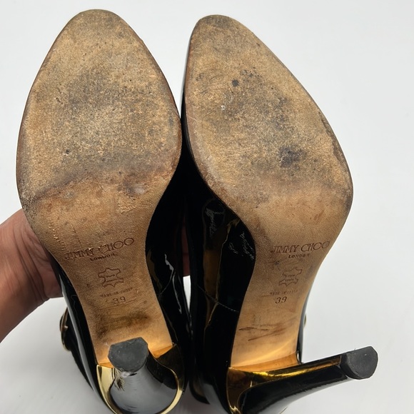 JIMMY CHOO SEXY POLISHED LEATHER MARY JANE STILETTO SZ 39 - Picture 6 of 6